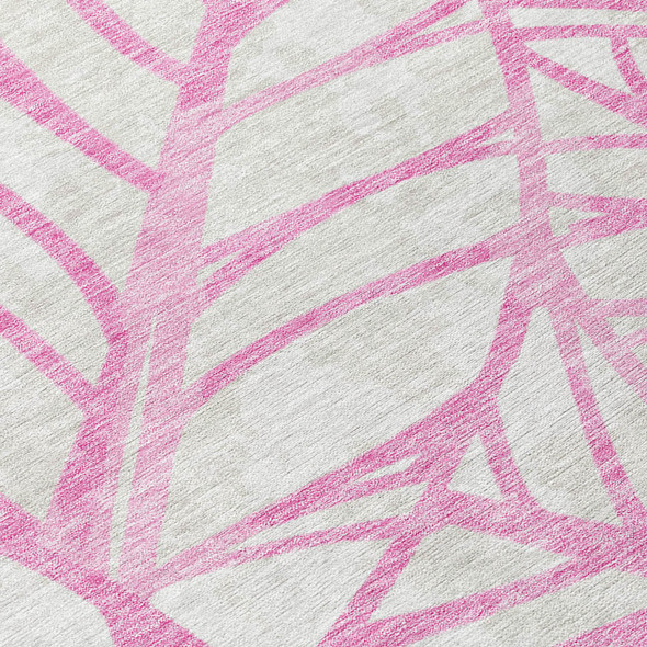 10' X 14' Pink And Beige Floral Washable Indoor Outdoor Area Rug
