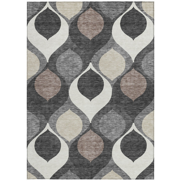 8' X 10' Gray Beige And Taupe Ogee Washable Indoor Outdoor Area Rug