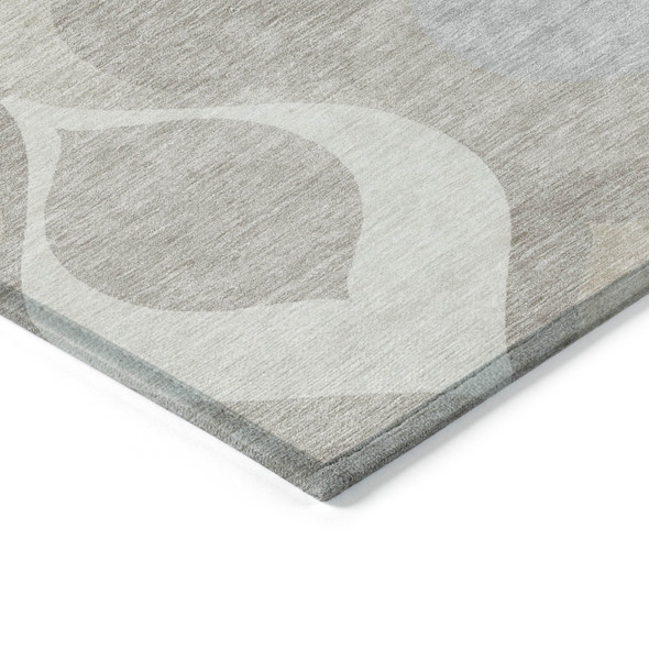 9' X 12' Ivory Beige And Tan Ogee Washable Indoor Outdoor Area Rug