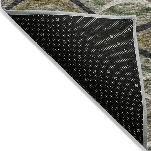 3' X 5' Taupe Beige And Charcoal Abstract Washable Indoor Outdoor Area Rug