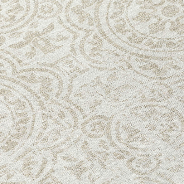 8' X 10' Ivory And Beige Medallion Washable Indoor Outdoor Area Rug
