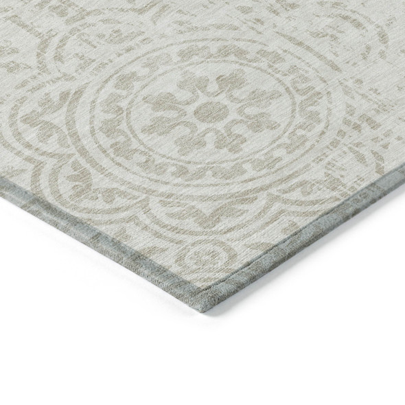 10' X 14' Ivory And Beige Medallion Washable Indoor Outdoor Area Rug