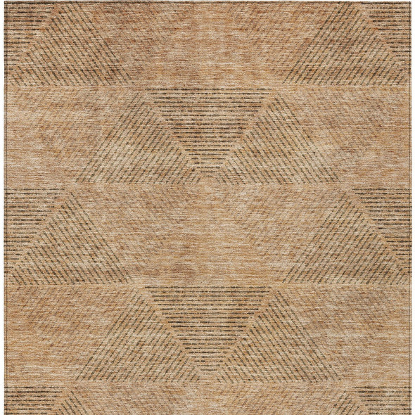 10' X 14' Copper Brown And Terra Cotta Geometric Washable Indoor Outdoor Area Rug