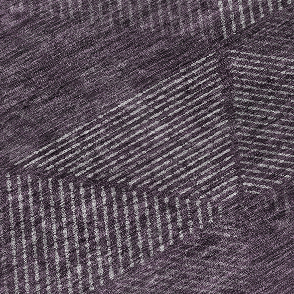 3' X 5' Eggplant Purple And Gray Geometric Washable Indoor Outdoor Area Rug