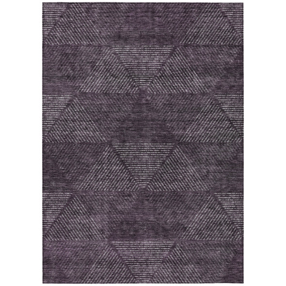 10' X 14' Eggplant Purple And Gray Geometric Washable Indoor Outdoor Area Rug