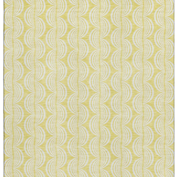5' X 8' Yellow And Ivory Ogee Washable Area Rug With UV Protection