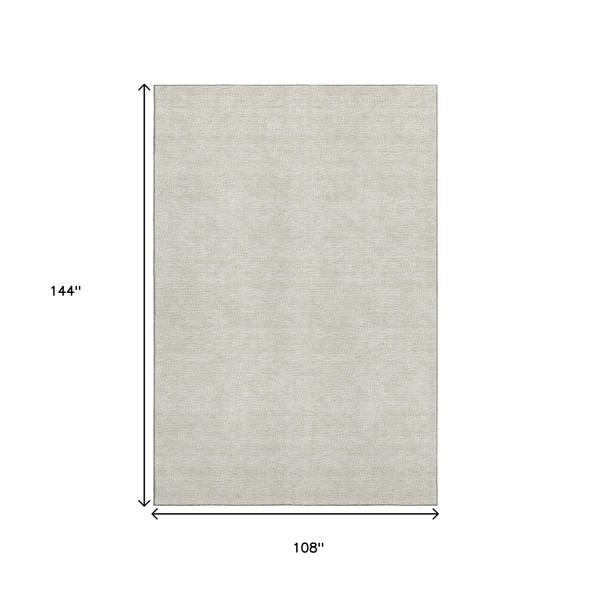 9' X 12' Beige And Ivory Geometric Washable Area Rug With UV Protection
