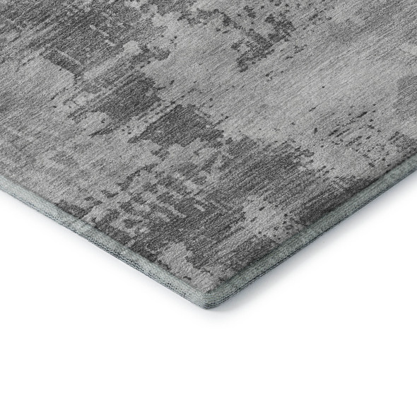 10' X 14' Gray And Silver Abstract Washable Area Rug With UV Protection