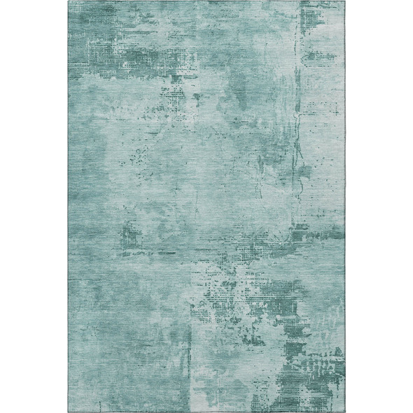 3' X 5' Teal And Aqua Abstract Washable Area Rug With UV Protection