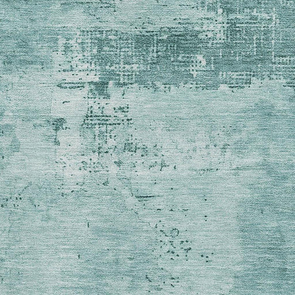9' X 12' Teal And Aqua Abstract Washable Area Rug With UV Protection