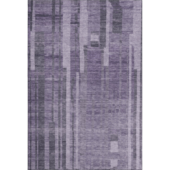 9' X 12' Purple And Lilac Striped Washable Area Rug With UV Protection