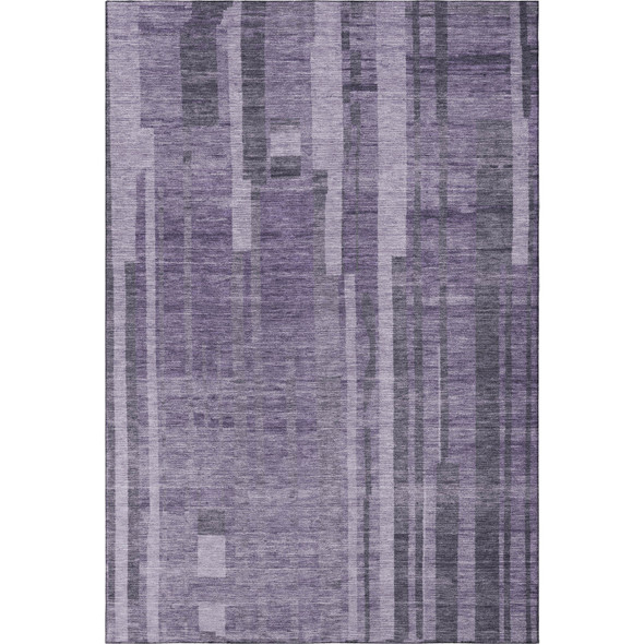 10' X 14' Purple And Lilac Striped Washable Area Rug With UV Protection