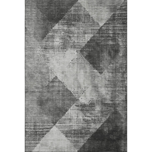9' X 12' Gray And Silver Diamond Washable Area Rug With UV Protection