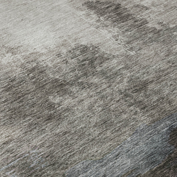 9' X 12' Gray And Silver Abstract Washable Area Rug With UV Protection