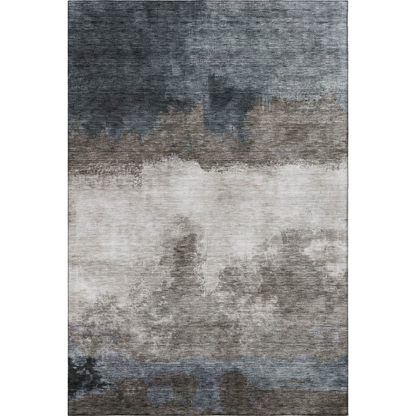 10' X 14' Gray And Silver Abstract Washable Area Rug With UV Protection