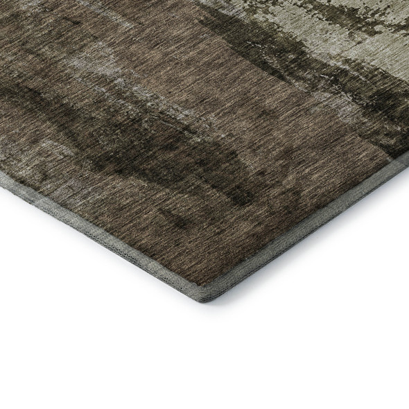 3' X 5' Brown And Beige Abstract Washable Area Rug With UV Protection