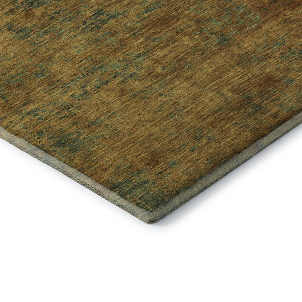 3' X 5' Copper Gold And Teal Abstract Washable Area Rug With UV Protection
