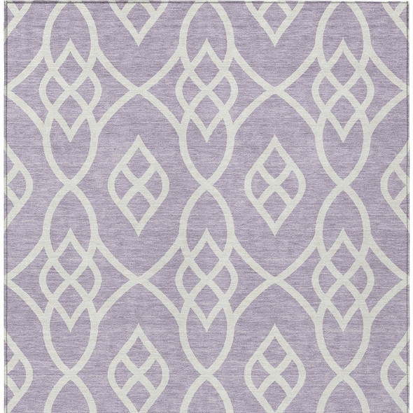 3' X 5' Lavender And Ivory Trellis Washable Indoor Outdoor Area Rug