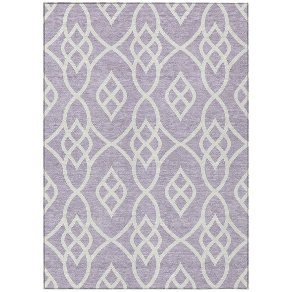10' X 14' Lavender And Ivory Trellis Washable Indoor Outdoor Area Rug