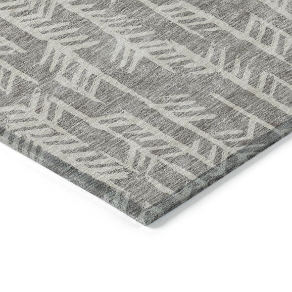 5' X 8' Taupe And Beige Tribal Washable Indoor Outdoor Area Rug