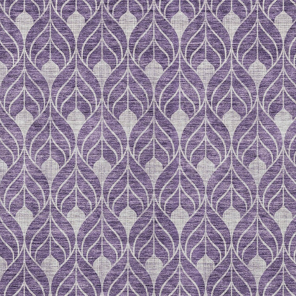 3' X 5' Purple And Ivory Geometric Washable Indoor Outdoor Area Rug