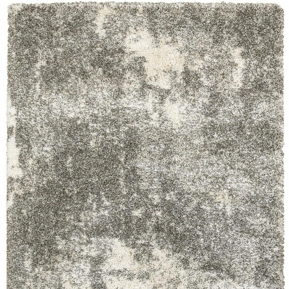5' X 8' Gray And Ivory Distressed Abstract Area Rug