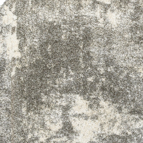 8' Round Gray And Ivory Distressed Abstract Area Rug