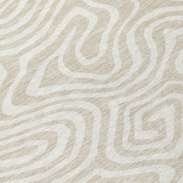 3' X 5' Beige And Linen Abstract Washable Indoor Outdoor Area Rug