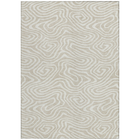 8' X 10' Beige And Linen Abstract Washable Indoor Outdoor Area Rug