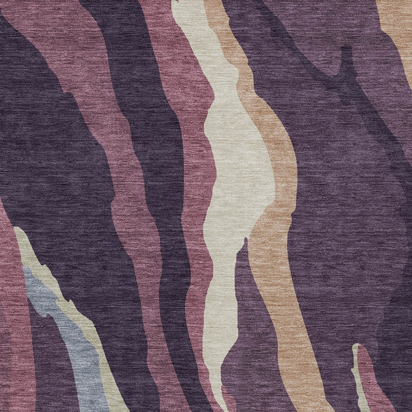 8' X 10' Plum Purple And Ivory Abstract Washable Indoor Outdoor Area Rug