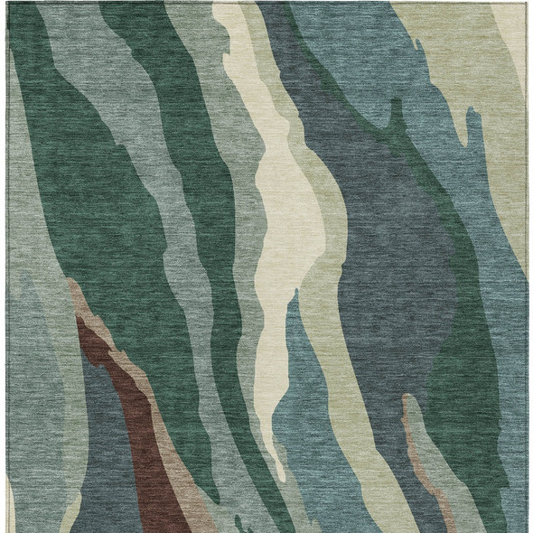 8' X 10' Sage Brown And Beige Abstract Washable Indoor Outdoor Area Rug