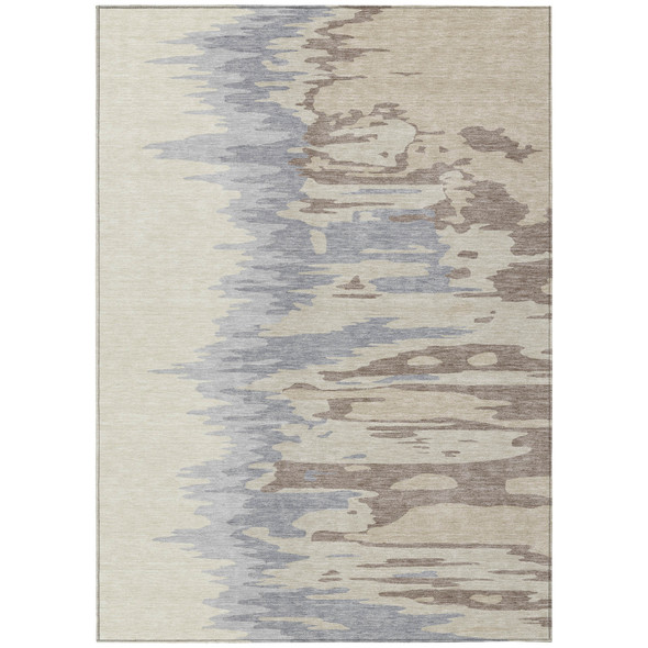 5' X 8' Beige Brown And Gray Abstract Washable Indoor Outdoor Area Rug