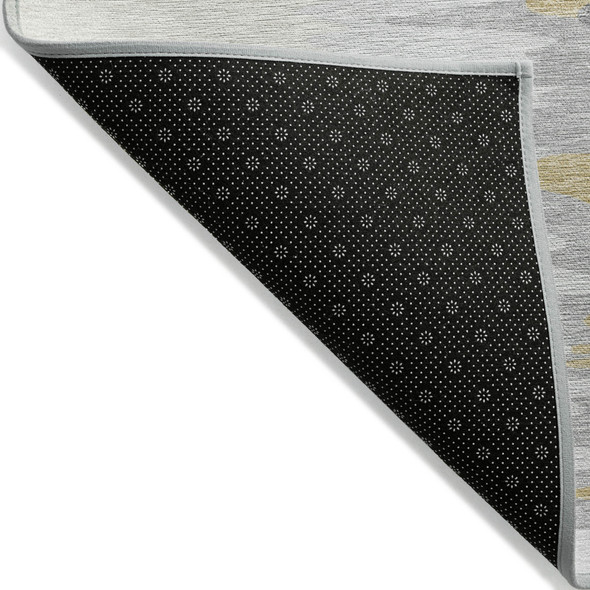 3' X 5' Gray Charcoal And Tan Abstract Washable Indoor Outdoor Area Rug