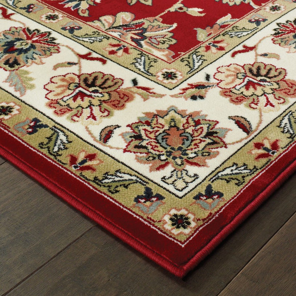 4' X 6' Red And Ivory Oriental Area Rug
