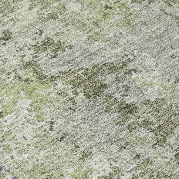 9' X 12' Green And Gray Abstract Washable Indoor Outdoor Area Rug