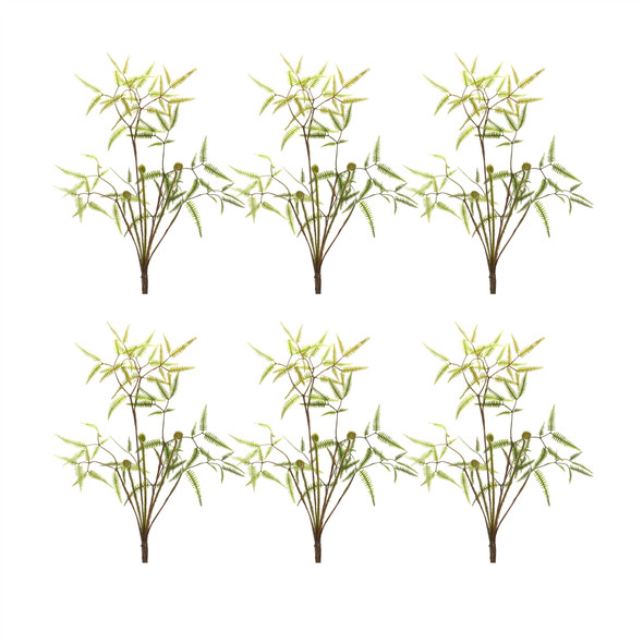 Set of Six 3" Green Artificial Fern