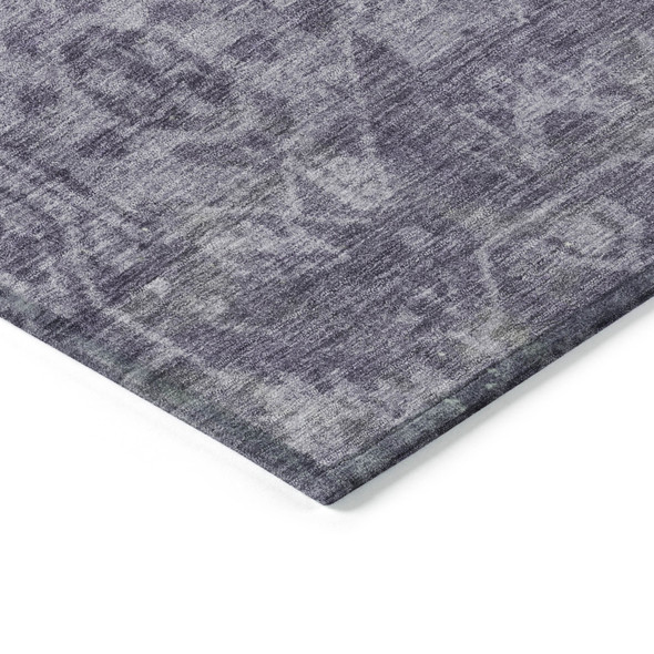 8' Purple Round Oriental Washable Indoor Outdoor Area Rug