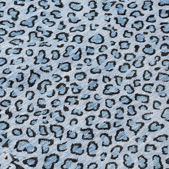 9' X 12' Blue Animal Print Washable Indoor Outdoor Area Rug