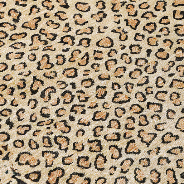 5' X 8' Gold Animal Print Washable Indoor Outdoor Area Rug