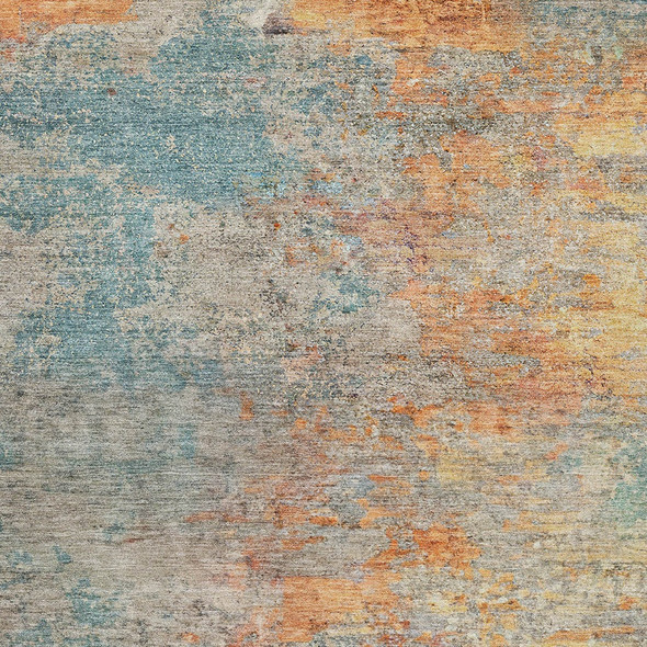 8' X 10' Teal Blue Abstract Washable Indoor Outdoor Area Rug