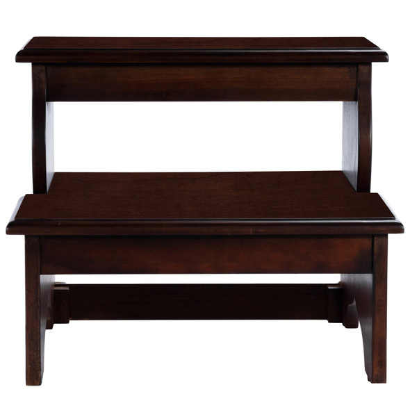 15" Dark Brown Solid Wood Step Stool