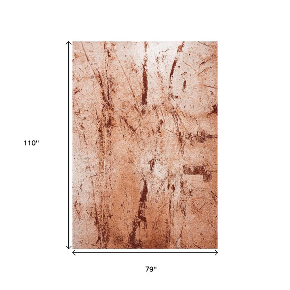 7' X 9' Orange Brown And White Abstract Washable Area Rug With UV Protection