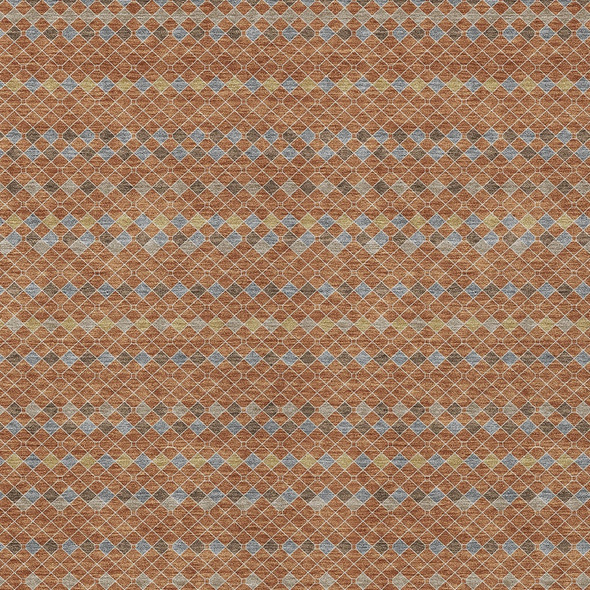 8' X 10' Orange And Taupe Striped Washable Indoor Outdoor Area Rug
