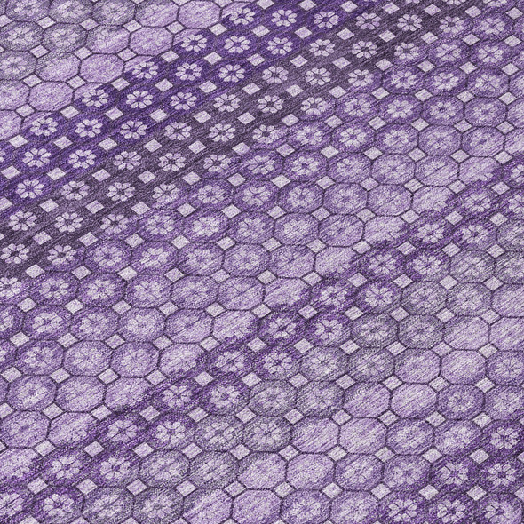 10' X 14' Lavender And Purple Striped Washable Indoor Outdoor Area Rug