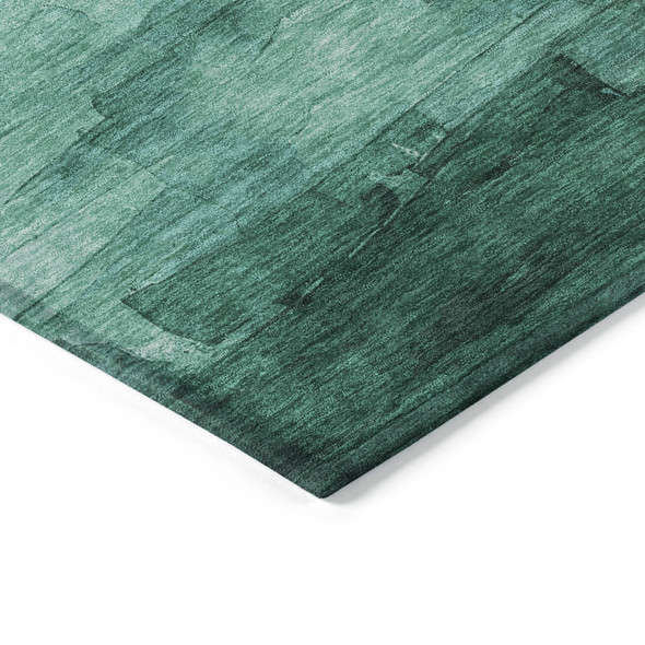 10' X 14' Teal Blue And Aqua Striped Washable Indoor Outdoor Area Rug