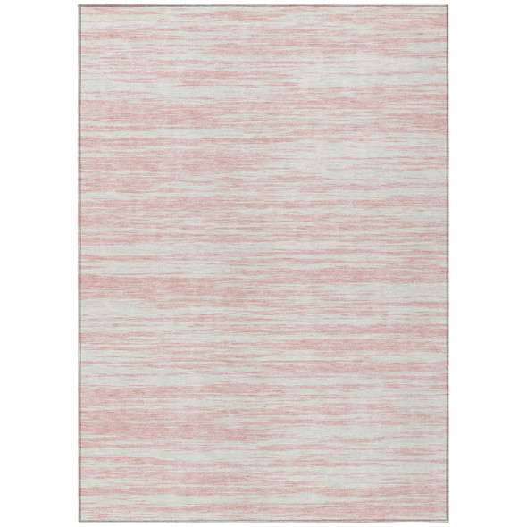 9' X 12' Pink And Ivory Abstract Washable Indoor Outdoor Area Rug