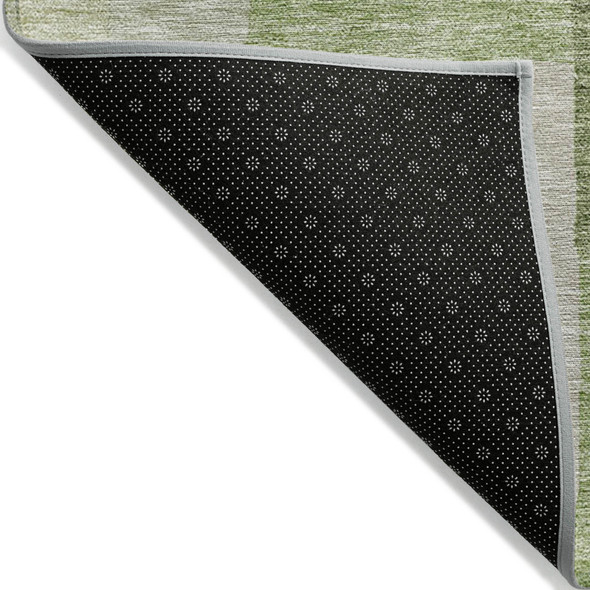 8' X 10' Green Sage And Beige Geometric Washable Indoor Outdoor Area Rug