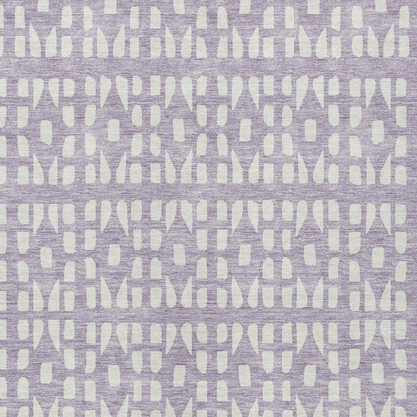 10' X 14' Lavender And Ivory Geometric Washable Indoor Outdoor Area Rug