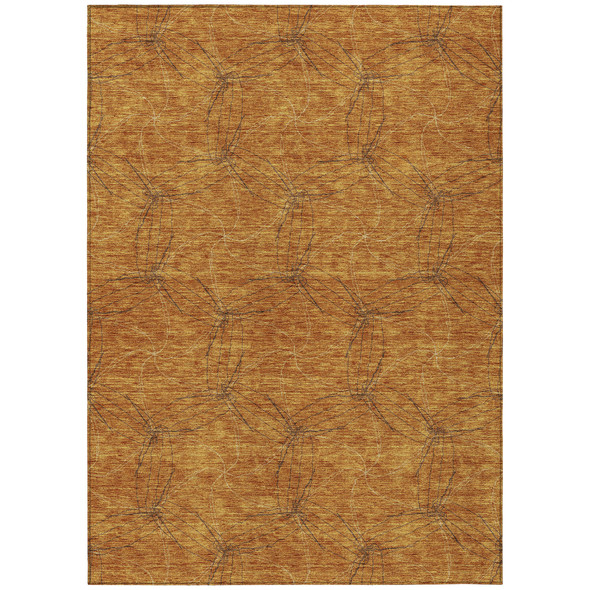 9' X 12' Copper And Ivory Geometric Washable Indoor Outdoor Area Rug
