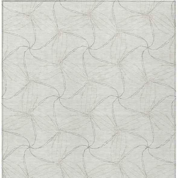 5' X 8' Ivory And Taupe Geometric Washable Indoor Outdoor Area Rug